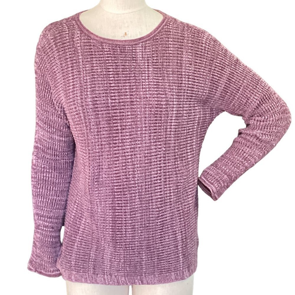 Pure Jill Knit Pullover Sweater Lightweight Casual Purple Blend Size M #355D